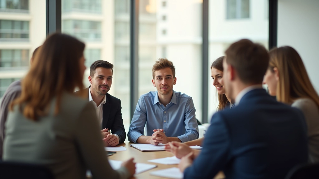 Kollegiales Team in einem modernen Büro, das sich gegenseitig konstruktives Feedback gibt in einer offenen und respektvollen Atmosphäre