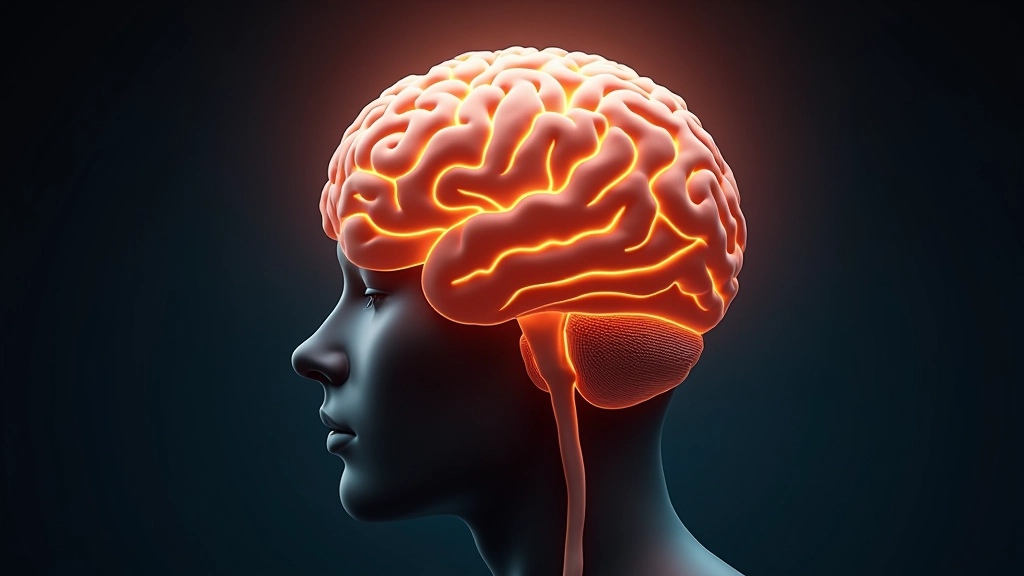 Gehirn-Illustration mit Fokus auf Amygdala, zeigt neuronale Verbindungen in warmem Licht, wissenschaftliche aber zugängliche Darstellung