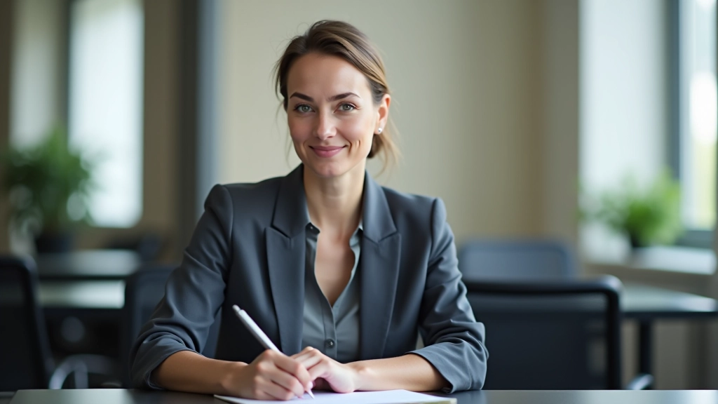 Frau sitzt mit Notizbuch am Schreibtisch und plant ihre Verbesserungsziele systematisch